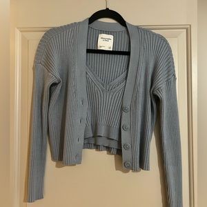Abercrombie elevated ribbed knit tank and cardigan set